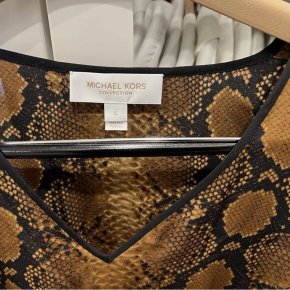 *NWOT* $1490 MICHAEL KORS COLLECTION SNAKE PRINT V-NECK CAFTAN DRESS_L - Picture 4 of 4